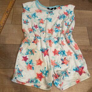 LANDS END STAR FISH SWIM ROMPER COVER UP XL 14-16